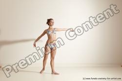 Swimsuit Gymnastic poses Woman White Moving poses Slim long brown Dynamic poses Academic